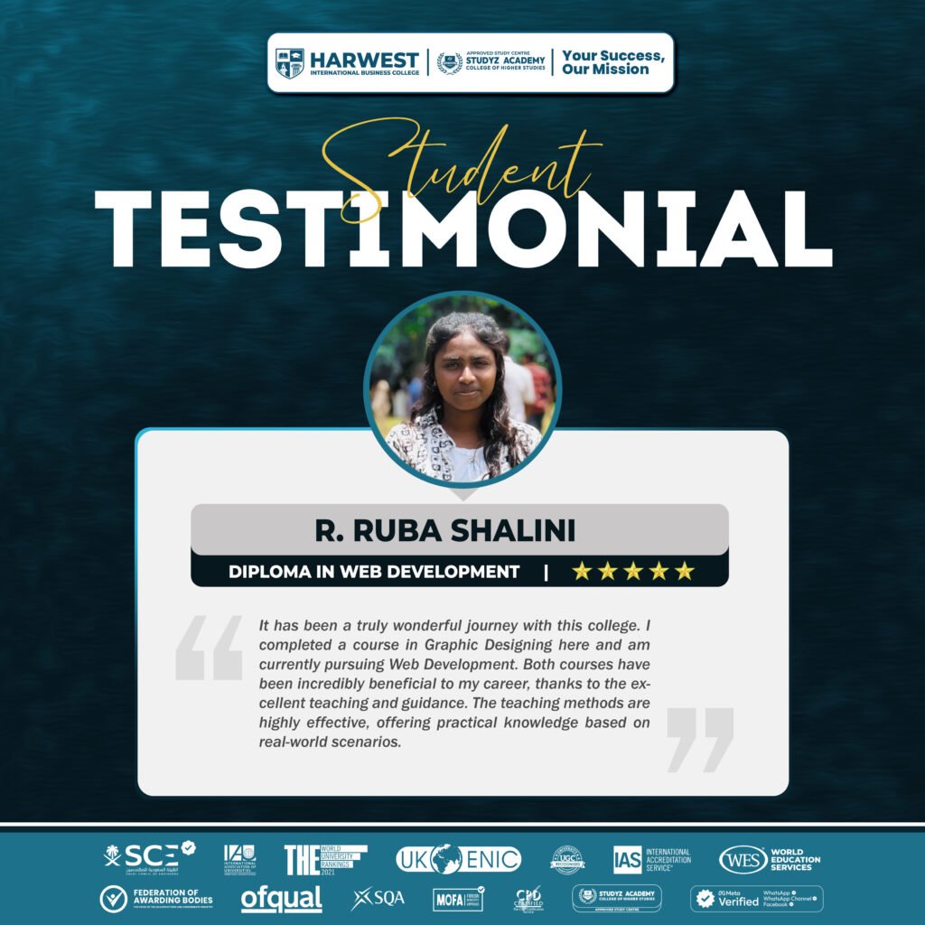 Learner Journey | Diploma in Graphic Designing & Web Development | R. Ruba Shalini