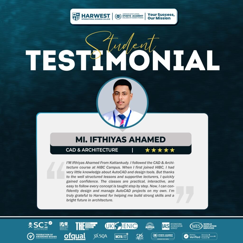 Hear from Our Student! | 𝐃𝐢𝐩𝐥𝐨𝐦𝐚 𝐢𝐧 𝐂𝐀𝐃 𝐚𝐧𝐝 𝐀𝐫𝐜𝐡𝐢𝐭𝐞𝐜𝐭𝐮𝐫𝐞 | 𝐌𝐈. 𝐈𝐟𝐭𝐡𝐢𝐲𝐚𝐬 𝐀𝐡𝐚𝐦𝐞𝐝