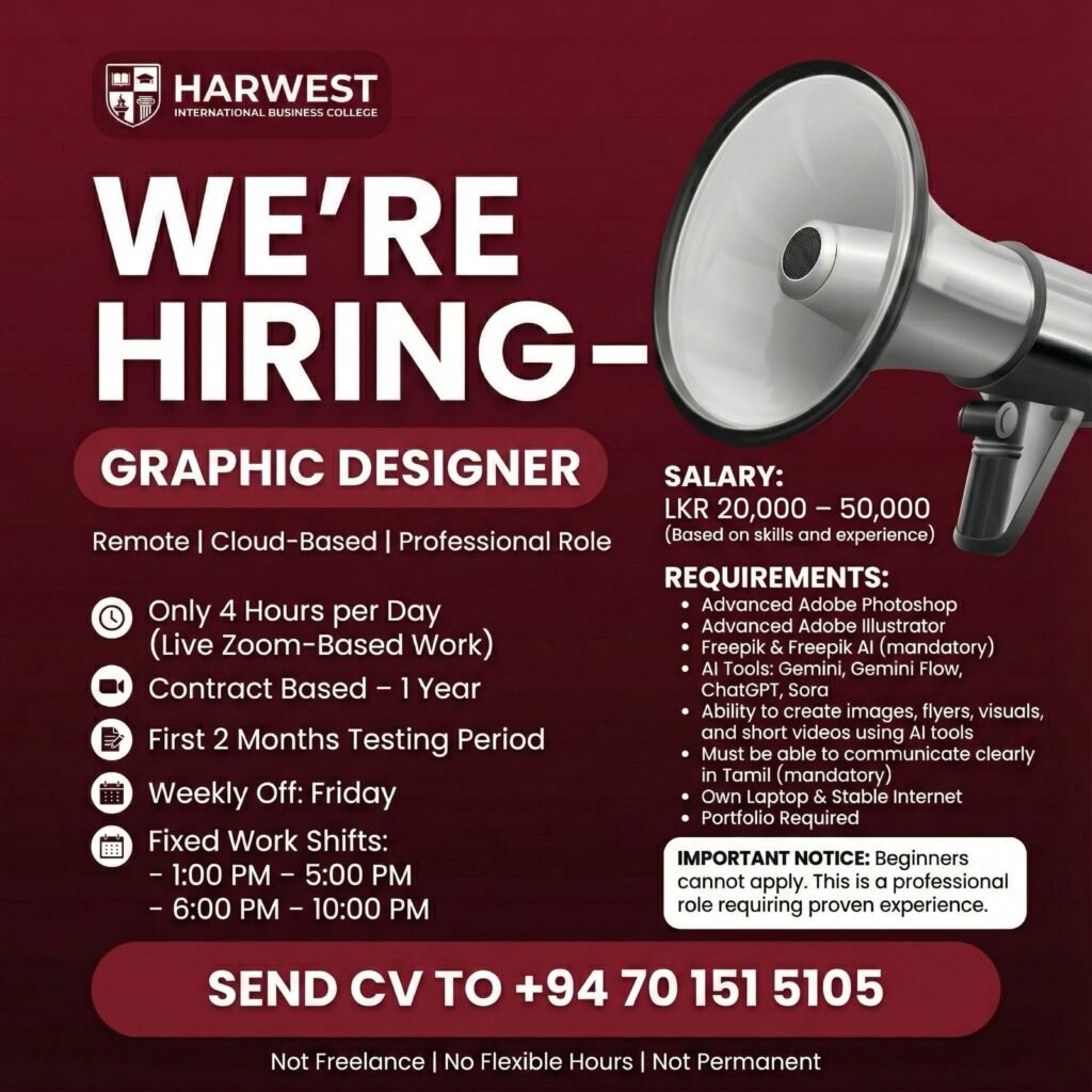 📌 𝐉𝐨𝐛 𝐕𝐚𝐜𝐚𝐧𝐜𝐲: 𝐆𝐫𝐚𝐩𝐡𝐢𝐜 𝐃𝐞𝐬𝐢𝐠𝐧𝐞𝐫 (𝐑𝐞𝐦𝐨𝐭𝐞 | 𝐂𝐥𝐨𝐮𝐝-𝐁𝐚𝐬𝐞𝐝 | 𝐏𝐫𝐨𝐟𝐞𝐬𝐬𝐢𝐨𝐧𝐚𝐥 𝐑𝐨𝐥𝐞)