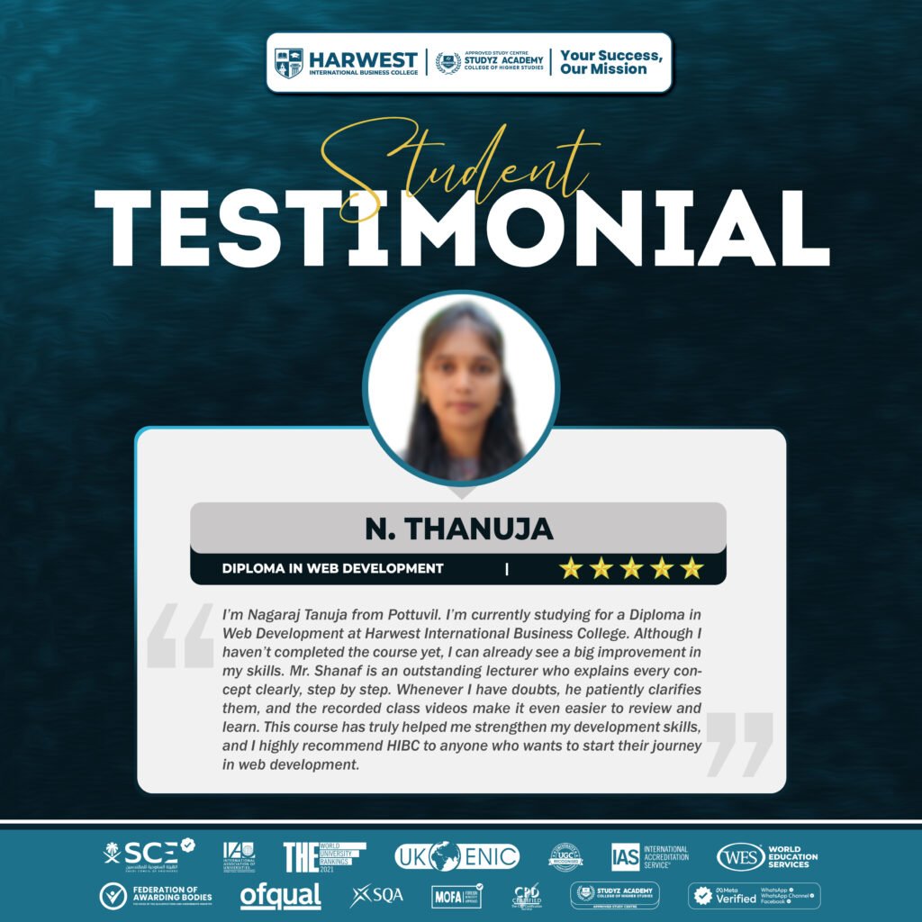 𝐋𝐞𝐚𝐫𝐧𝐞𝐫 𝐉𝐨𝐮𝐫𝐧𝐞𝐲 | 𝐃𝐢𝐩𝐥𝐨𝐦𝐚 𝐢𝐧 𝐖𝐞𝐛 𝐃𝐞𝐯𝐞𝐥𝐨𝐩𝐦𝐞𝐧𝐭 | 𝐍. 𝐓𝐡𝐚𝐧𝐮𝐣𝐚