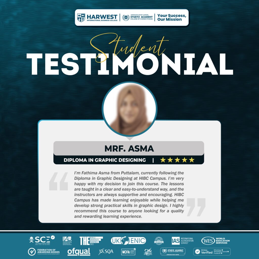 Learner Journey | Diploma in Graphic Designing | 𝐌𝐑𝐅. 𝐀𝐬𝐦𝐚