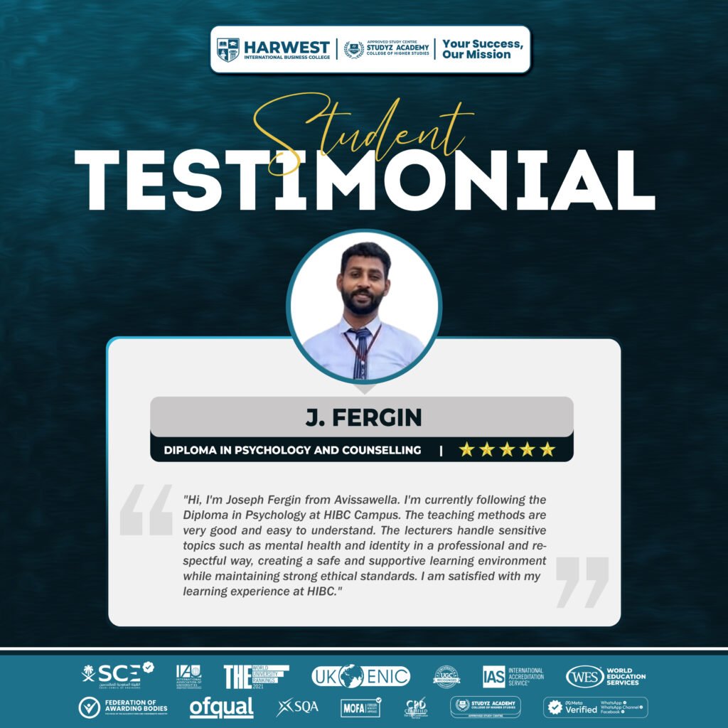 Learner Journey | Diploma in Phycology & Councelling | J. Fergin