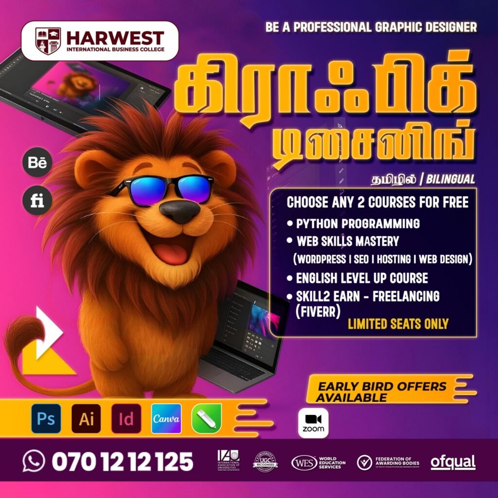 Learn Graphic Design, Work Online & Earn Globally with Harwest International Business College!
