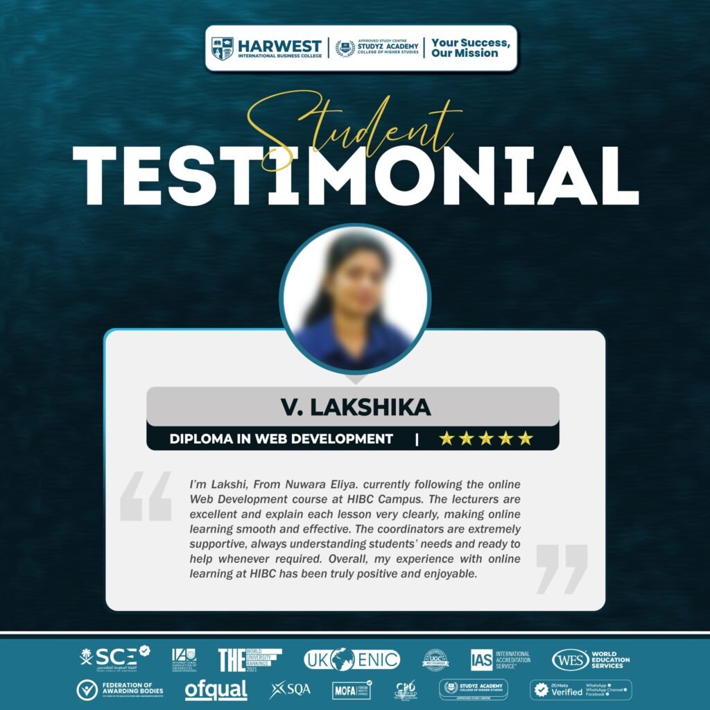 Learner Journey | Diploma in Web Development | V. Lakshika