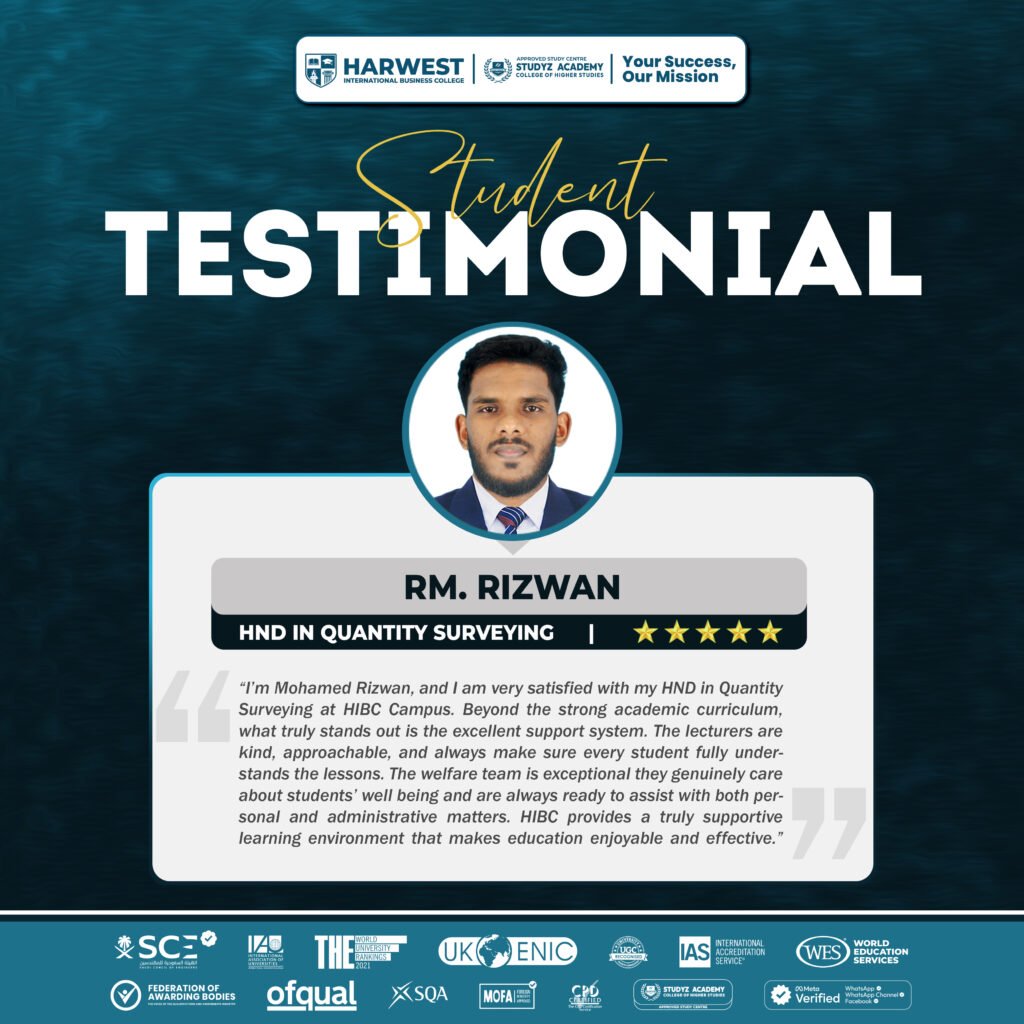 Learner Journey | HND in Quantity Surveying | RM. Rizwan