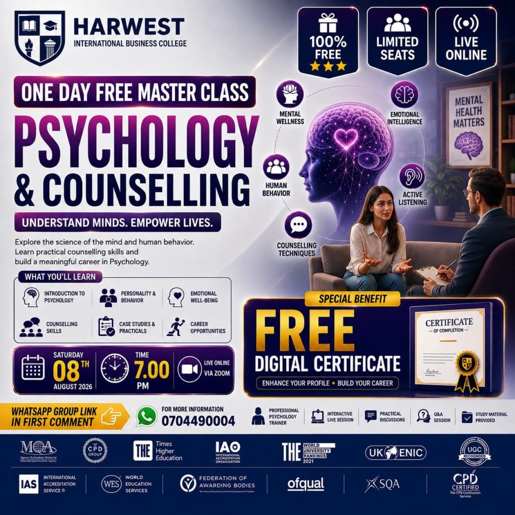 FREE MASTER CLASS PSYCHOLOGY AND COUNSELLING